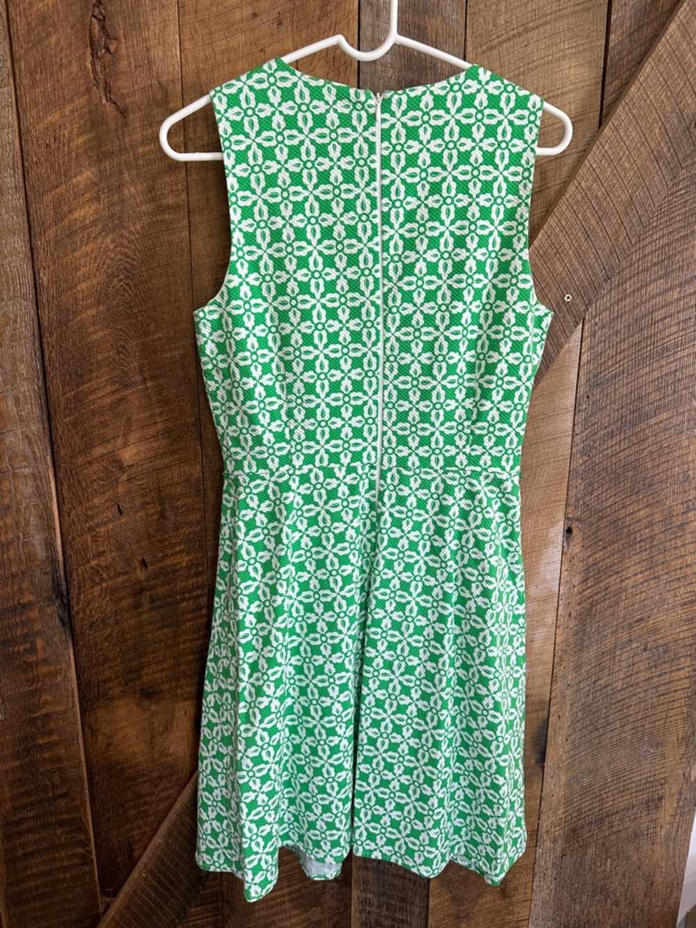 New York & Company Stretch Green White Dress Sleeveless Size 10 EUC F12 - Picture 6 of 9